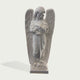 Natural white marble angel statue with feathered wings, floral details, and elegant drapery shown on a clean product background.