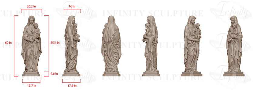 Custom Link for Sebastian Soosai - White Marble Virgin Mary And Child Statue 60inch Height