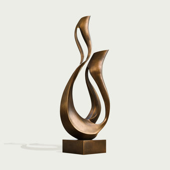 Modern interior swaying twin leave large abstract bronze sculpture 