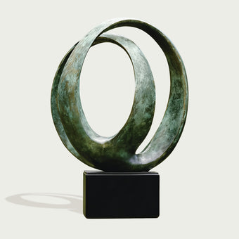 Large Abstract Modern Split Circle Bronze Sculpture on a white background