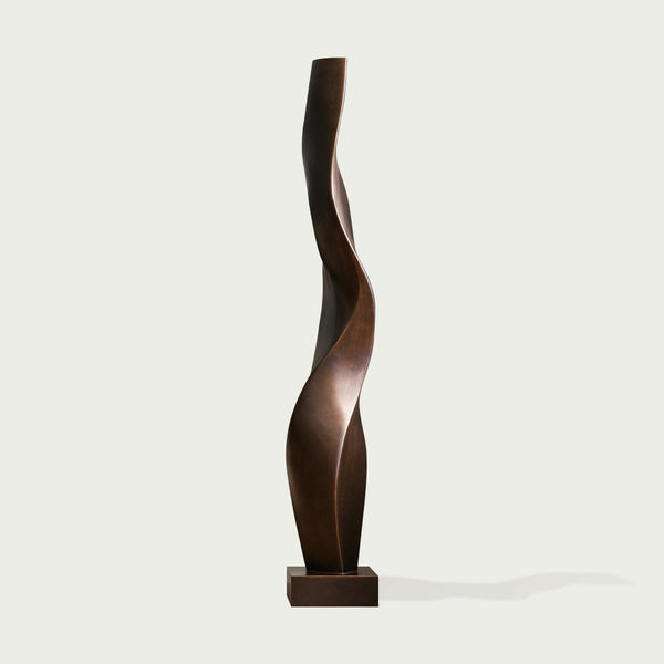 Elegant Twist Abstract Bronze Sculpture on a white background