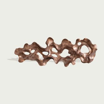 Abstract Riverflow Bronze Wall Sculpture on a light beige background