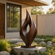 Contemporary Abstract Bronze Sculpture Flame Ascending in Modern Courtyards 