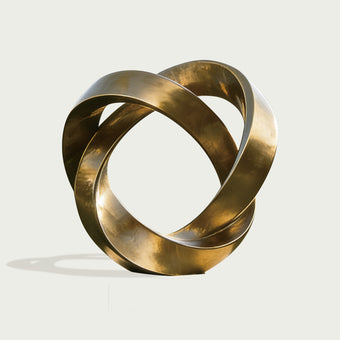 Large Bronze Abstract Sculpture Golden Knot on a white background