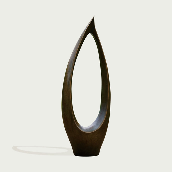 Modern  Abstract Teardrop Bronze Sculpture on a white background