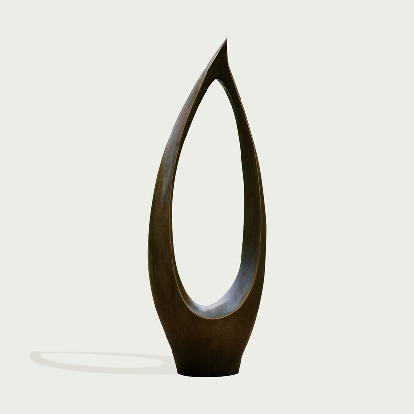 Modern  Abstract Teardrop Bronze Sculpture on a white background