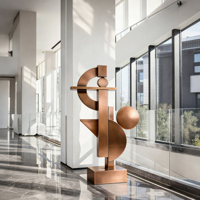 Abstract Geometric Bronze Sculpture 