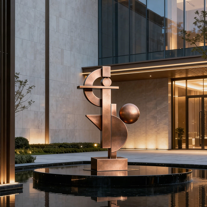 Abstract Geometric Bronze Sculpture 