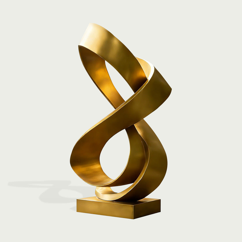Premium Large Outdoor Golden Bronze Sculpture on a light gray background