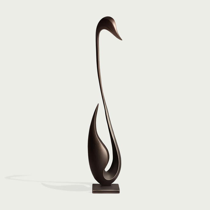  Abstract Bronze Bird Floor Sculpture in a white background