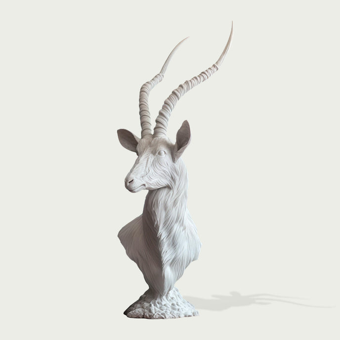  Textured Classic Antelope Bust Statue Bronze Sculpture on a light gray background