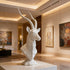  Textured Classic Antelope Bust Statue Bronze Sculpture in a luxurious interior setting with paintings on the wall.