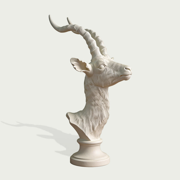 Graceful Antelope Profile Head Bust Bronze  on a light gray background
