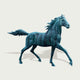 Life-Size Green Patina Horse Statue on a light gray background