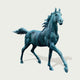 Life-Size Green Patina Horse Statue on a light gray background