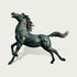 Bronze sculpture of a horse rearing on a light gray background