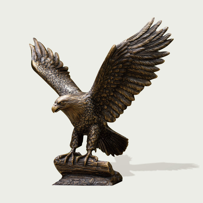 Spread Wings Eagle Sculpture Bronze Statues on a white background