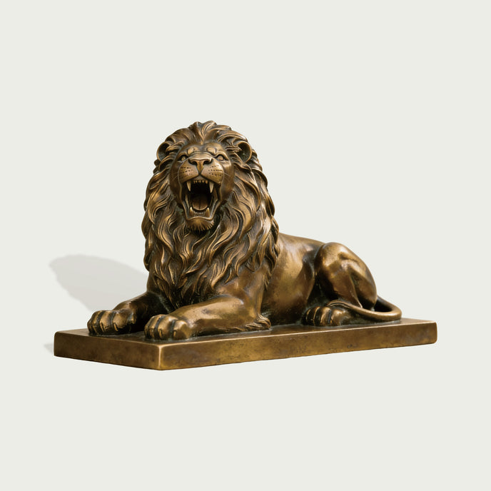 Roaring Lion Bronze Sculpture Large Statuary on a white background