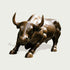 Charging Bronze Bull Statue Large Outdoor Sculpture on a light gray background