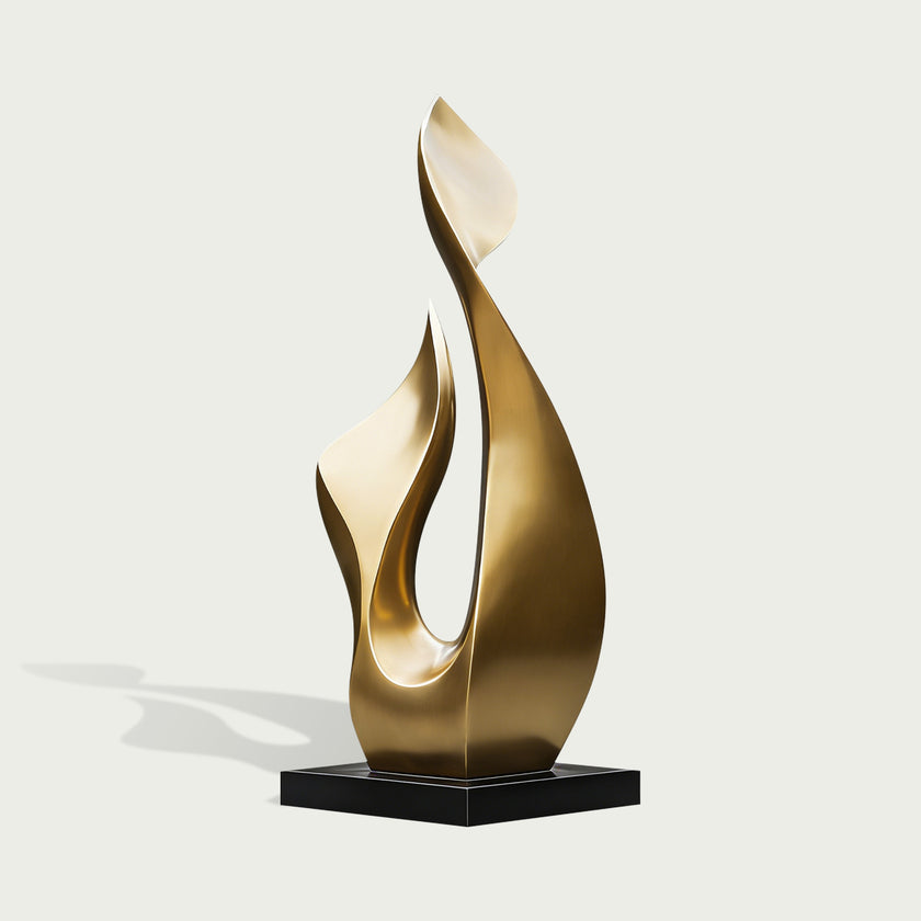 Abstract Botanical Sprout Modern Bronze Sculptures on a white background