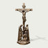 Sacred Crucifixion Scene Jesus Holy Cross Memorial Bronze Statues  on a white background