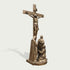 Sacred Crucifixion Scene Jesus Holy Cross Memorial Bronze Statues on a white background