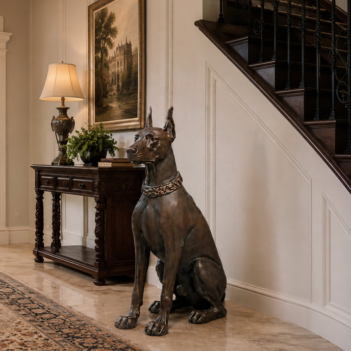 Steadfast Guardian Dog Sculpture Contemporary Sculpture in a luxury house
