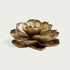 Blooming Golden Lotus Tabletop Floral Bronze Sculpture with layered petals, photographed on a plain light gray background.