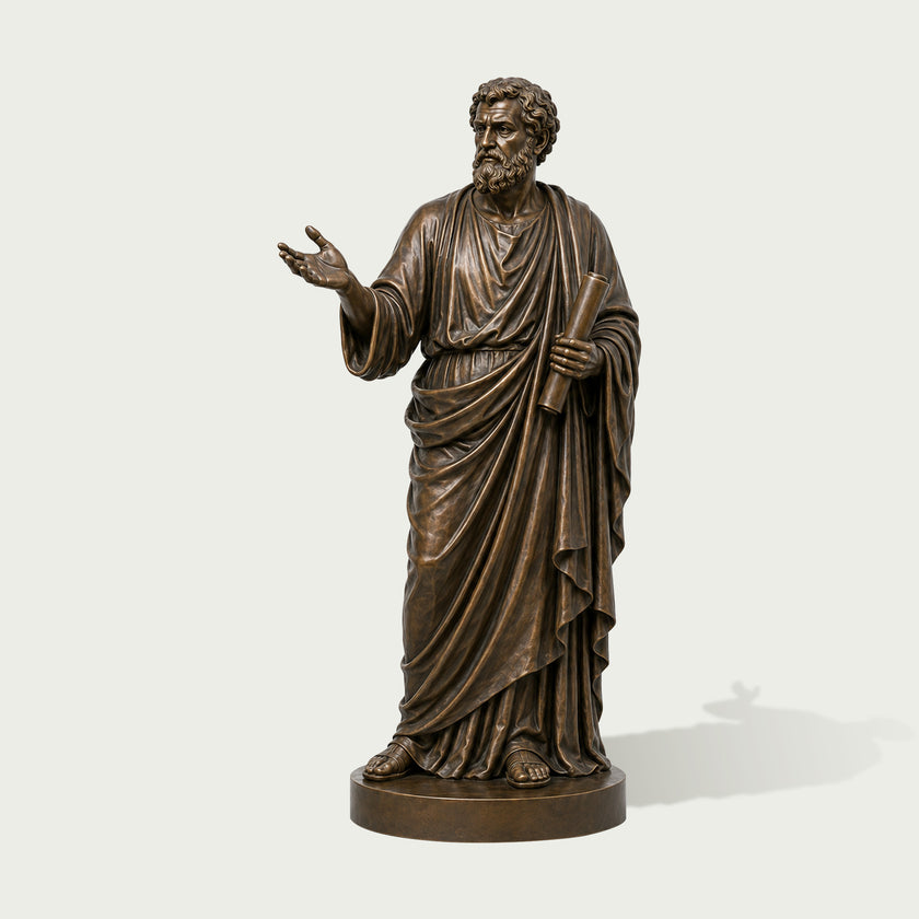 St. Luke The Evangelist Bronze Statue Outdoor Sculpture on a white background