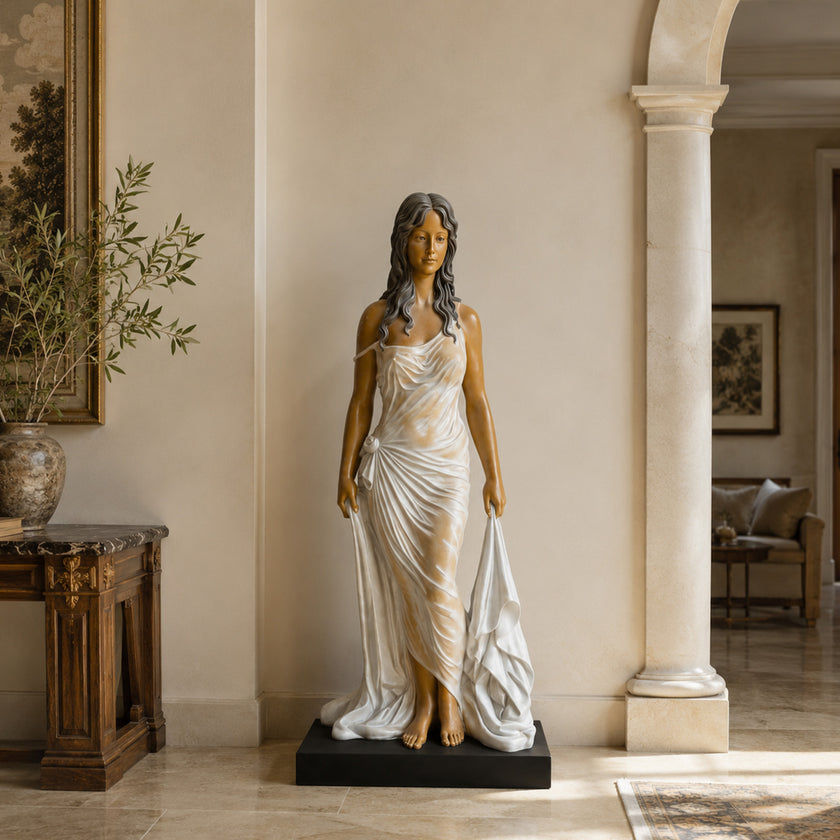 Elegant Water Nymph Figure Classic Female Sculptures on the entrance