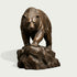 Realistic Walking Bear On Rock Bronze Animal Statues on white background