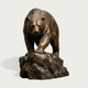 Realistic Walking Bear On Rock Bronze Animal Statues on white background