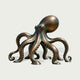 Realistic Marine Octopus Bronze Sculpture on a white background