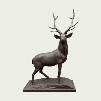Realistic Wildlife Stag Decorative Bronze Animal Statues on a white background