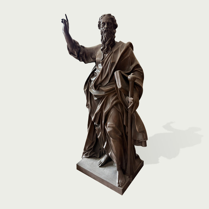 Apostle Paul Holding Sword And Book Classic Bronze Figure Statue on a white background