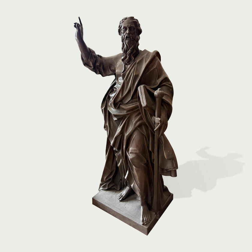 Apostle Paul Holding Sword And Book Classic Bronze Figure Statue on a white background