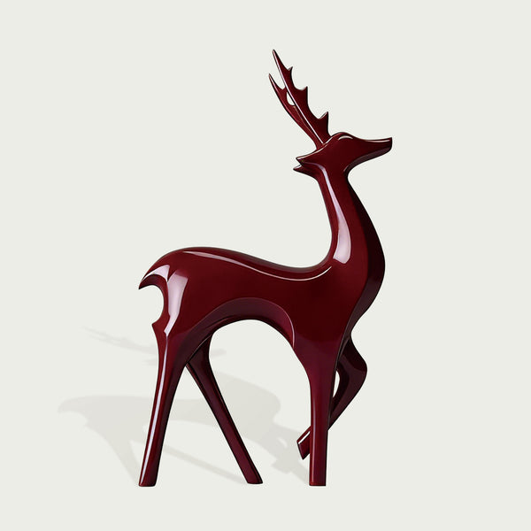 Vibrant Fiberglass Sculpture Christmas Reindeer Pair For Modern Decor on a light gray background