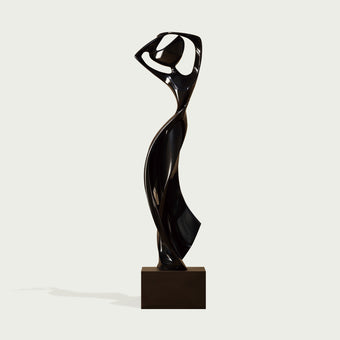 Elegant Woman Fiberglass Sculpture With Raised Arms on a white background