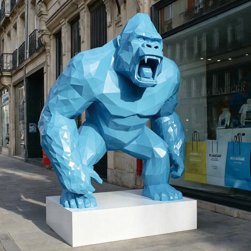 Giant Roaring King Kong Fiberglass Sculpture on street
