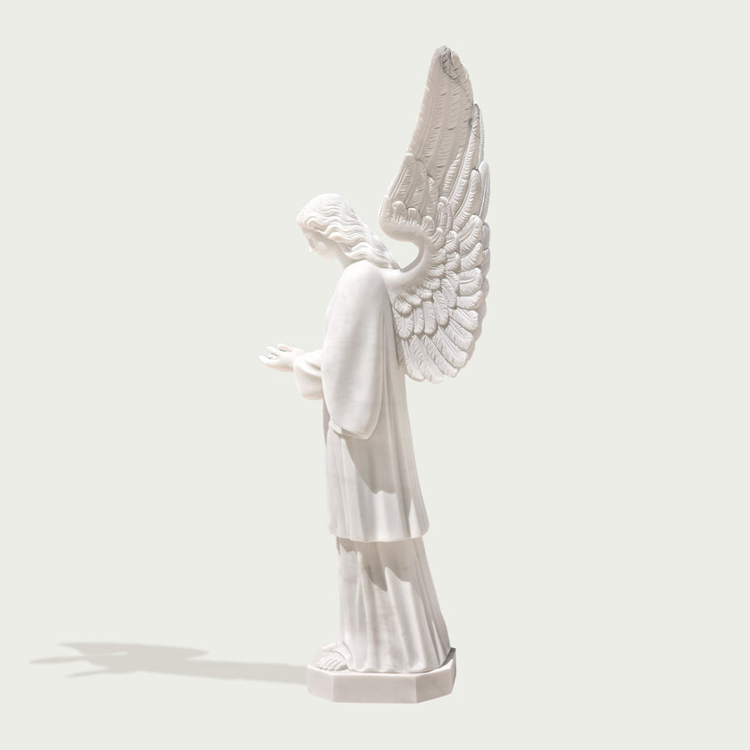 Large cathedral angel statue on a white background