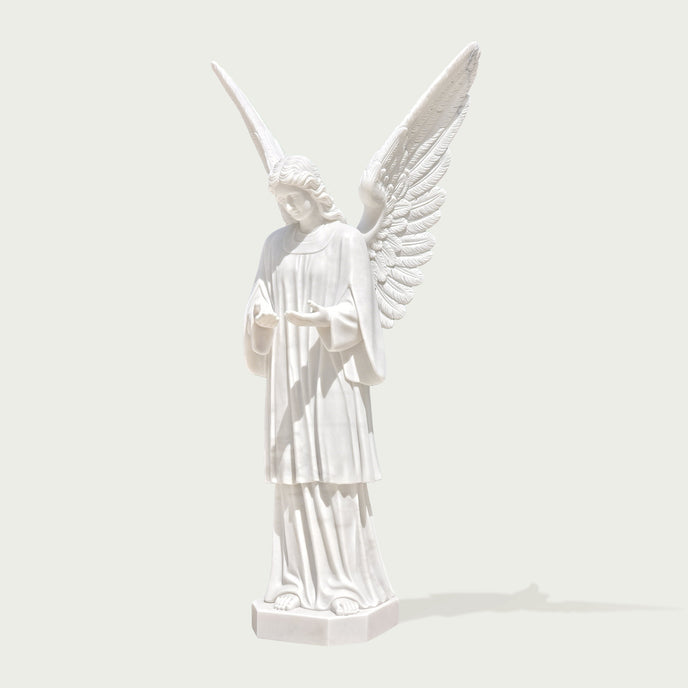 Large cathedral angel statue on a white background