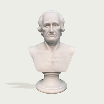 Founding father Benjamin Hawkins marble bust sculpture on a light gray background