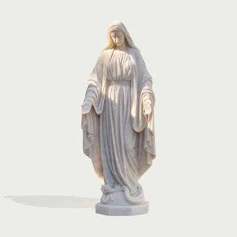 Our Lady Of Grace Virgin Mary Marble Statue on a white background