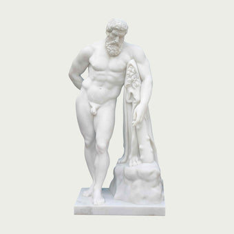 Classic farnese hercules marble statue replica  on a light gray background