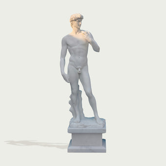 Classic Michelangelo's David Marble Statue Replica on a light gray background