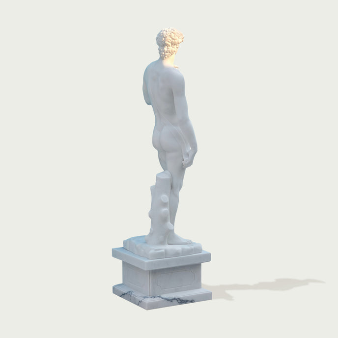 Classic Michelangelo's David Marble Statue Replica on a light gray background