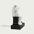 Peaceful Guardian Angel Marble Statue Monument on a pedestal against a light gray background