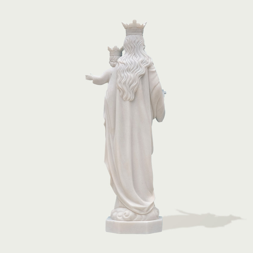 Blessed Virgin Mary And Christ Child Marble Statue on a white background