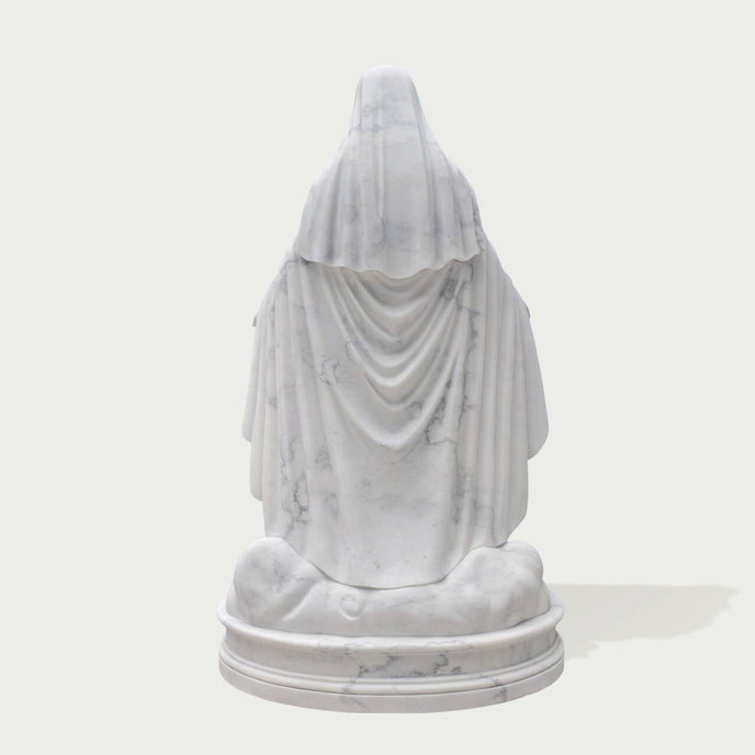 Mother Mary Our Lady Of Grace Marble Statue on a white background