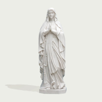 Graceful Our Lady of the Rosary Marble Statue  on a white background